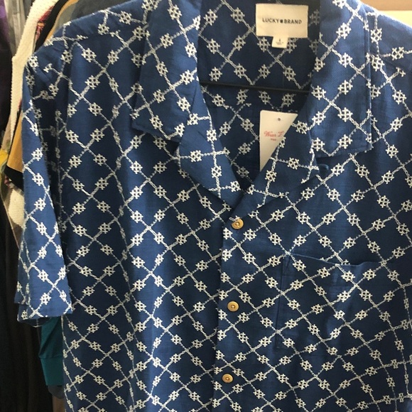 Lucky Brand Blue and White Casual Button Down Shirt - Picture 3 of 8